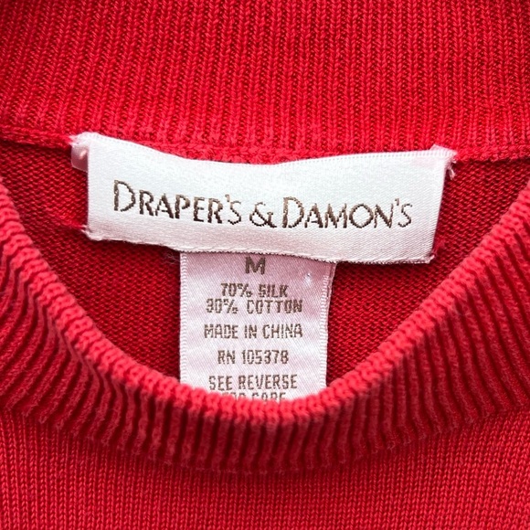 Draper’s and Damon’s Silk Cotton Blend Red Mock Neck Holiday Sweater Size Medium - Picture 3 of 3